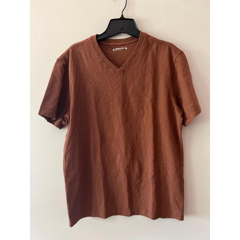 American Giant Slub V-Neck Tee Brown Medium NWOT